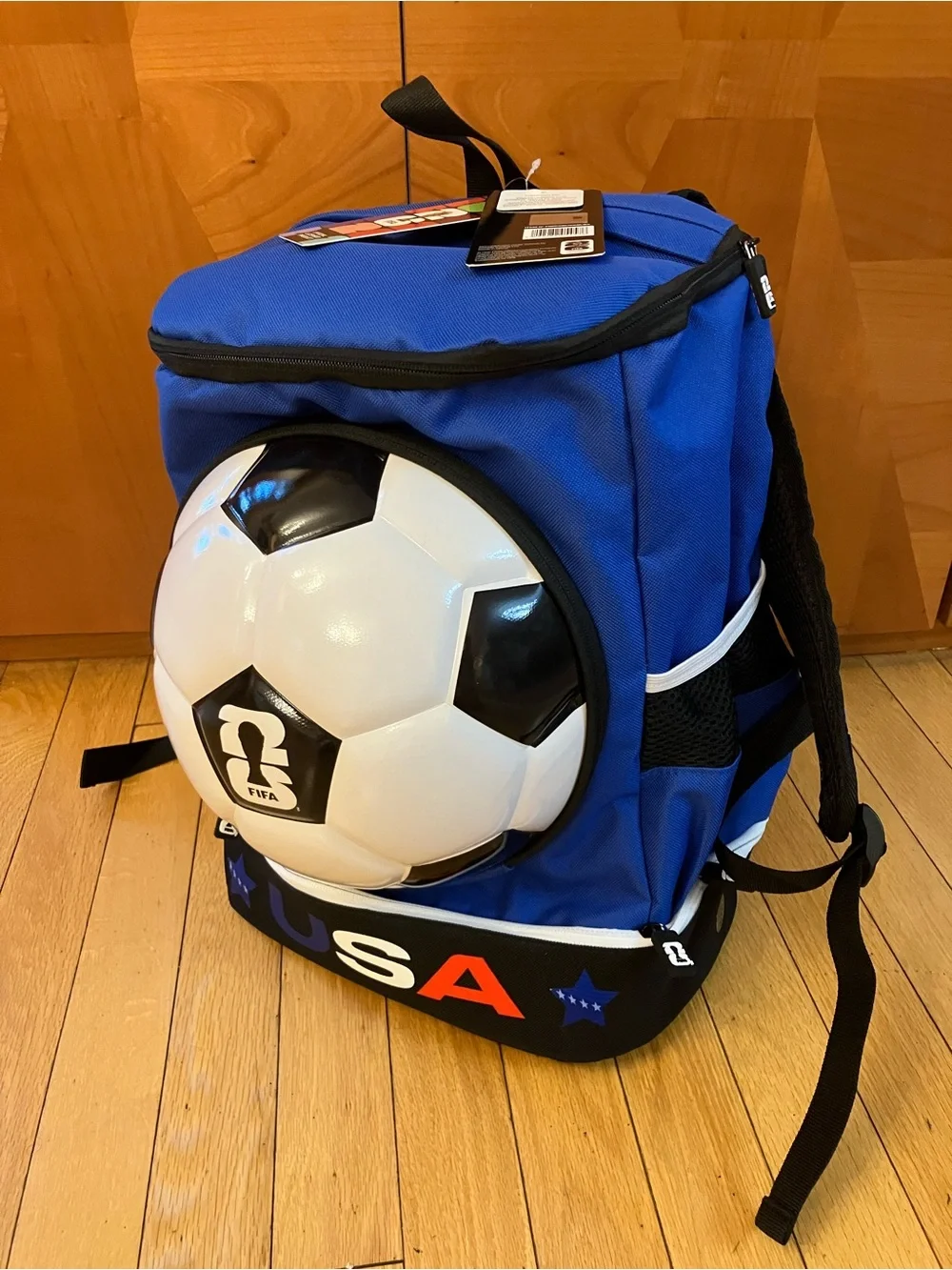 Team USA FIFA 2026 Official Soccer Ball Backpack - Blue with Black & White